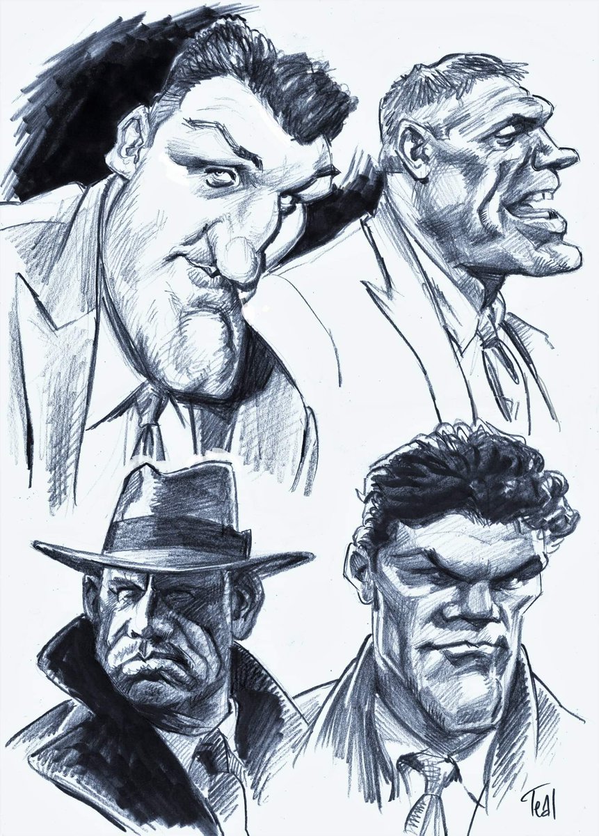 Pencil studies of Central Casting bruisers. #caricature