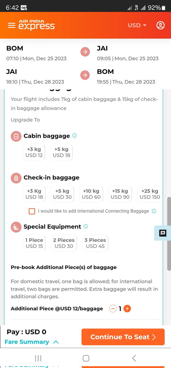 miBips's tweet photo. @AirIndiaX how does one understand that extra bag $12 each needs to be added with extra baggage weight ?
One just reads from top to bottom on add on page. https://t.co/8LjlgLLjlj