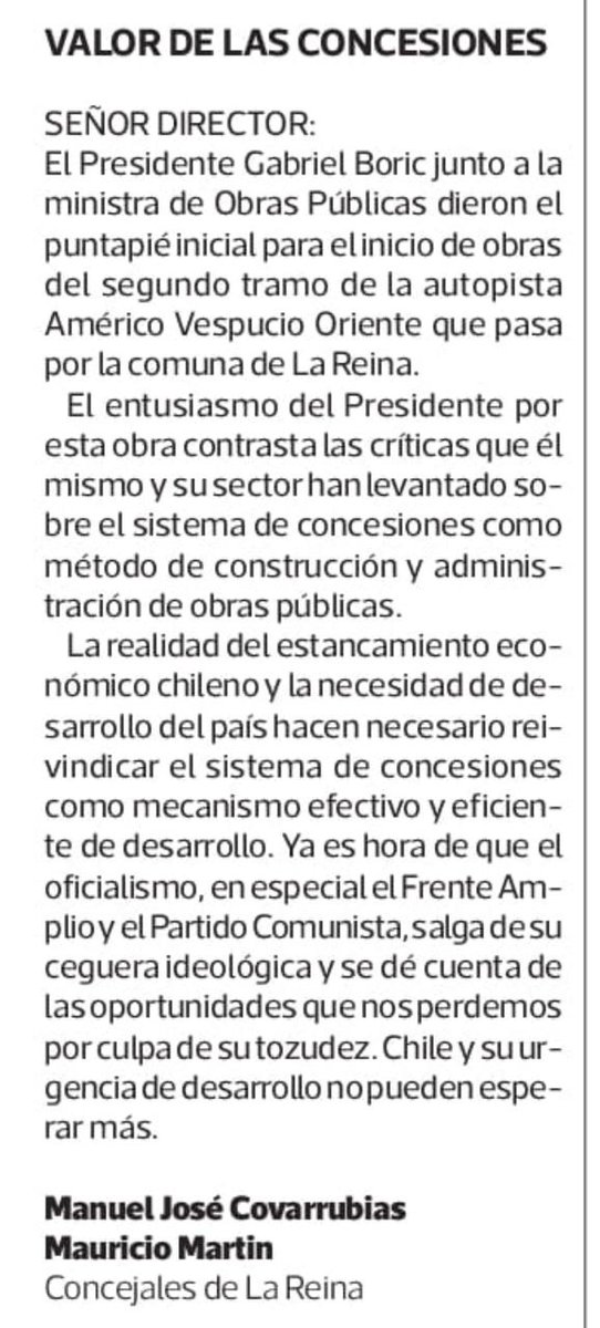 Les comparto nuestra reflexión junto a @mmartinhartwig publicada hoy en @laterceracom reflexionando en torno al sistema de concesiones