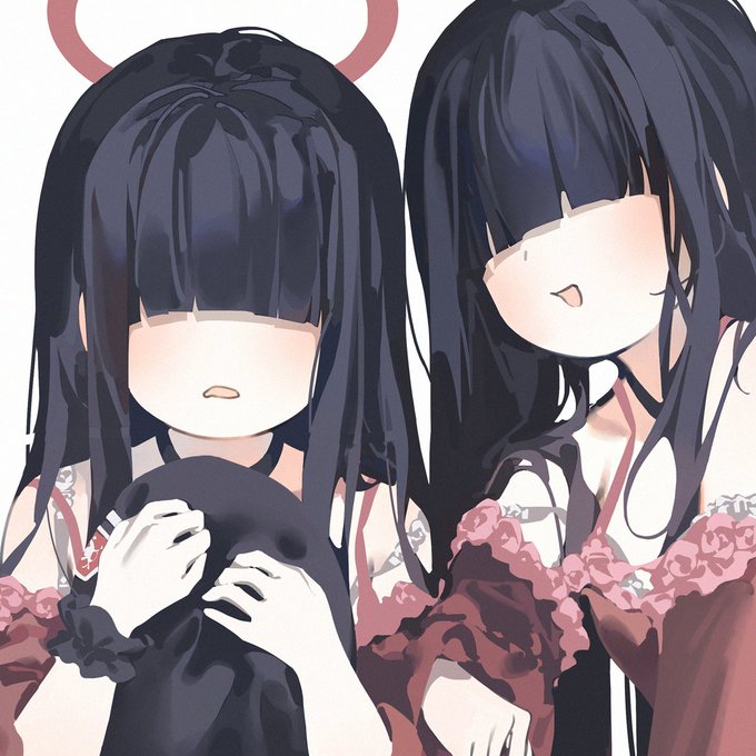 「2girls hair over eyes」 illustration images(Latest)