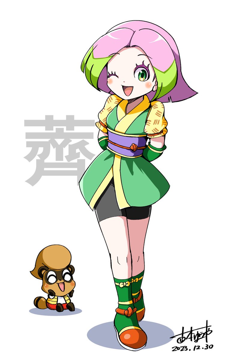 「薺(なずな)ちゃんラクガキ バケル憧れの女の子!(※ゲーム内設定) #豆狸のバケ」|古本ゆうや【漫画家】のイラスト