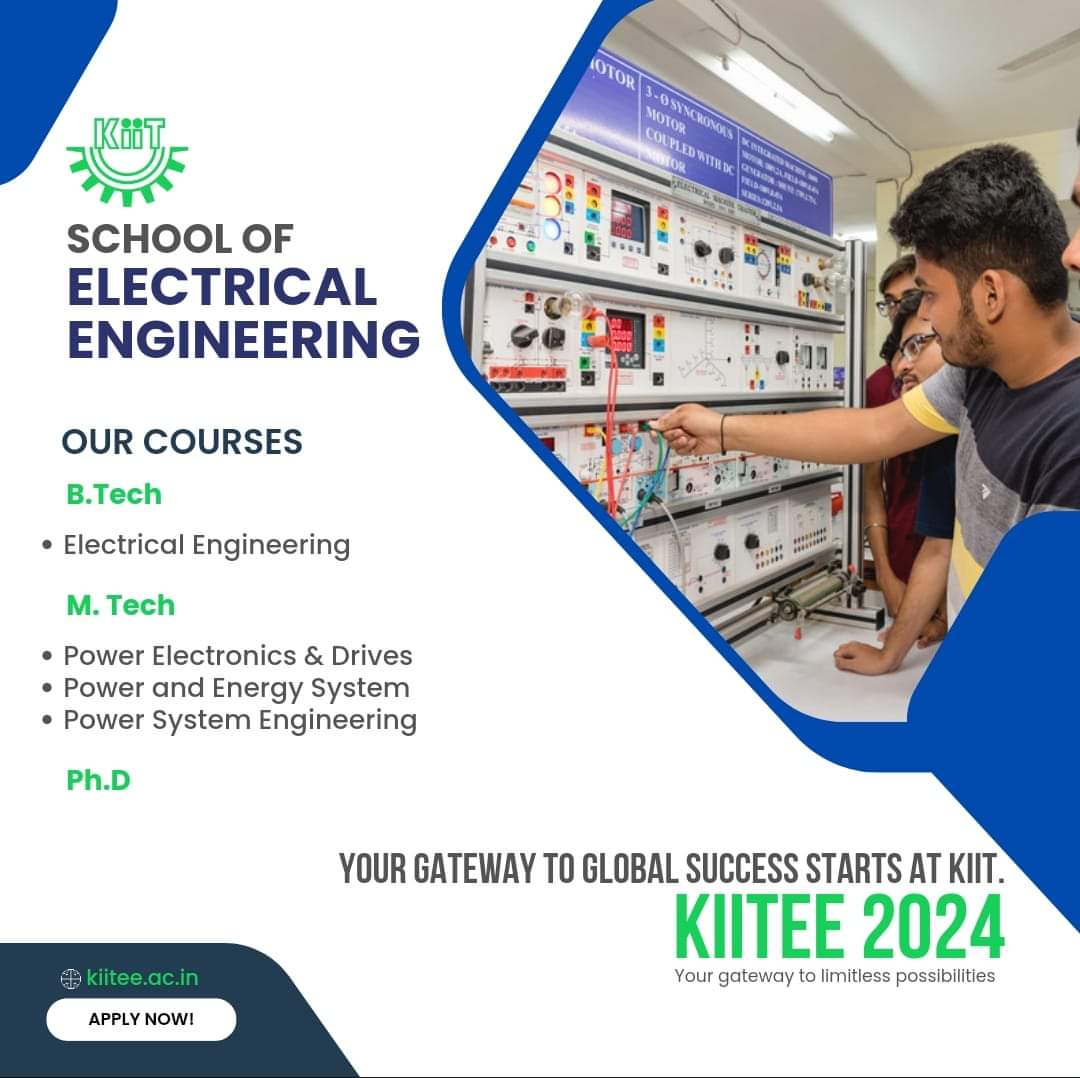 KIITUniversity's tweet image. Explore a World of Opportunities in Electrical Engineering at KIIT! Elevate Your Career with Us. Join Today!

Apply now- kiitee.ac.in

#KIIT #KIITEE #Bhubaneswar #EngineeringEntrance #AcademicExcellence #EduTech #ScholarshipsIndia #HigherEducation #EntranceExam