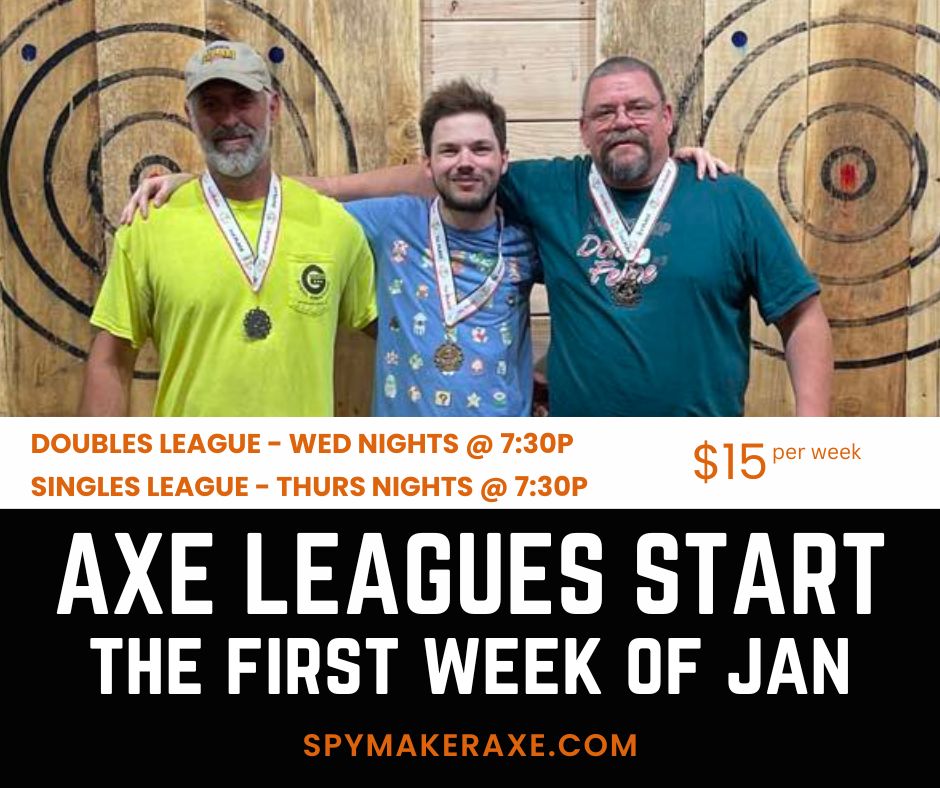 🎯 Stress relief, camaraderie, and a unique experience rolled into one! Joining our axe throwing league is not just about axe throwing, it's about creating memories and celebrating achievements. Let the games begin! spymakeraxe.com #AxeJoy #LeagueLife #SpymakerAxe