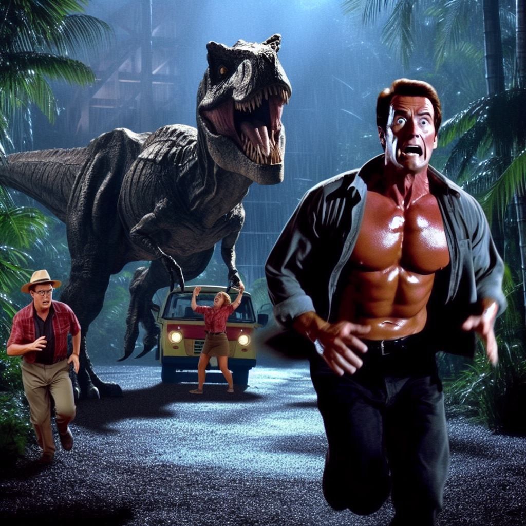 CanWeAddArnie's tweet image. Me: AI add Arnie to Jurrasic Park scene
AI: Of course, but I'm going to make his face weird
Me: I would expect nothing less

#CanWeAddArnie #ccwa