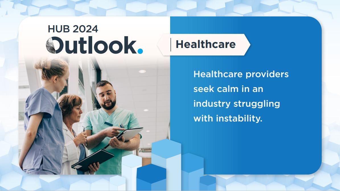 dennis_hartin's tweet image. Healthcare organizations face escalating costs, chronic labor shortages and threats to resiliency in 2024. Are you ready? Discover how to prepare in the HUB 2024 Healthcare Outlook. ow.ly/T1mJ50Qj2zF

#Healthcare #RiskManagement #HUBInternational #Outlook2024