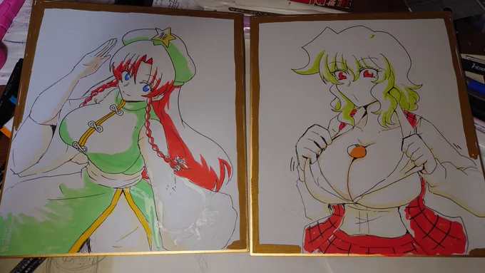 ゆーとめいの色紙描いた 美鈴色紙グズグズになっちゃったんでちょっとお安く配布します(T_T)