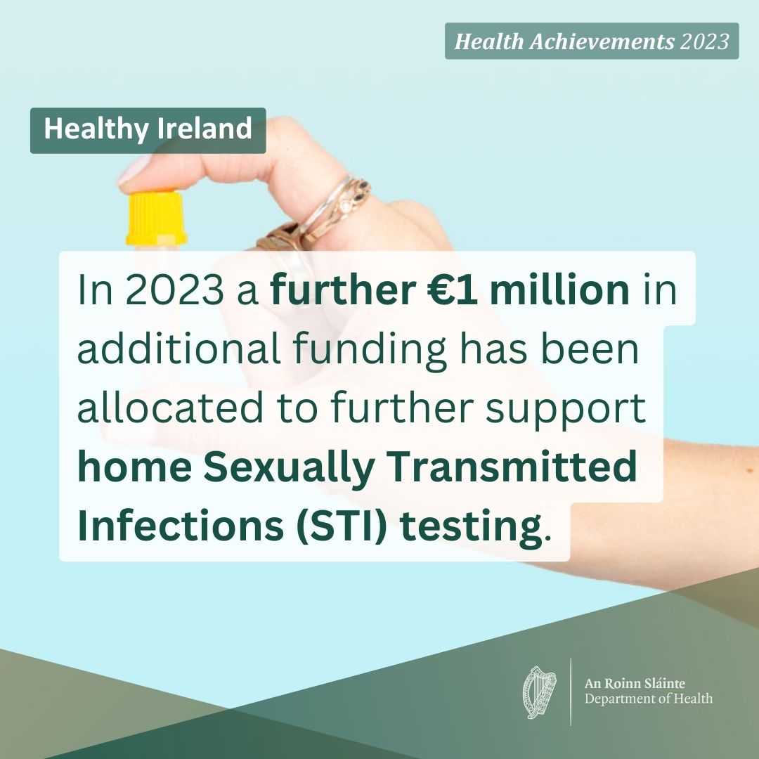 Free home testing for sexually transmitted infections is available in every county across Ireland. Anyone aged 17 or over can order a free STI test to their home from sexualwellbeing.ie