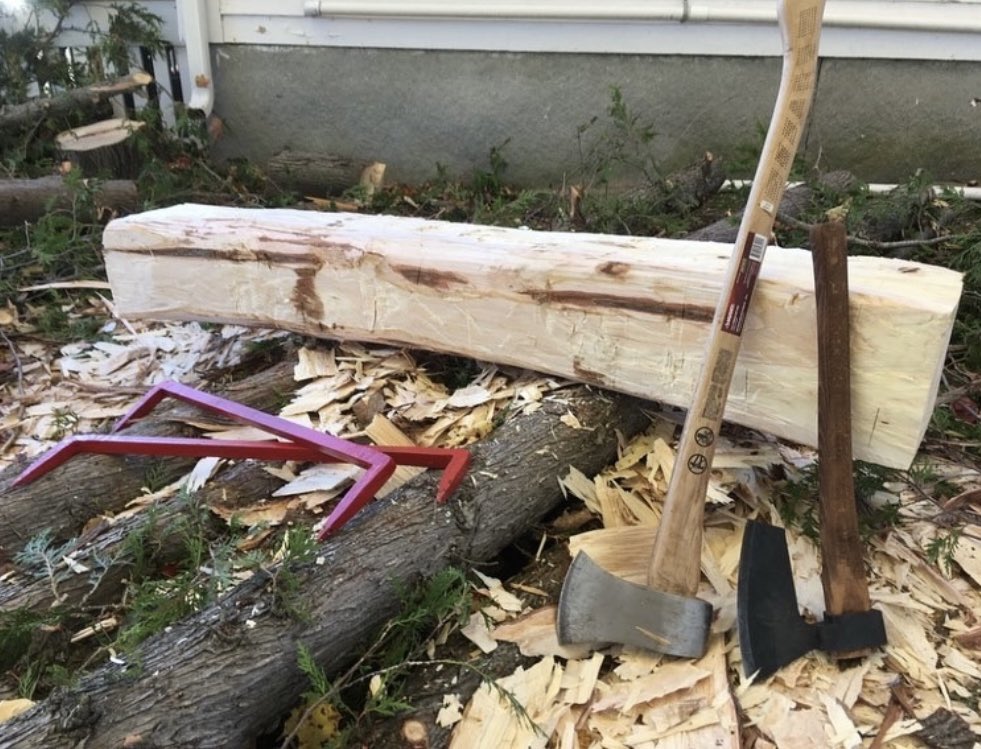 TimberLlc's tweet photo. First beam I ever hewed in 2018, and one I hewed in 2022. We all start somewhere. The important thing is to start today! #hewing #hewn #maine #axe https://t.co/rHXnFCWw9s