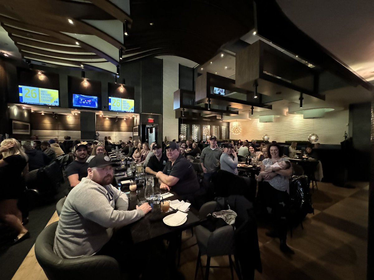 The annual RAMS Christmas party was well attended by players, wives and babies last night! Downtown London for Moxies and a Knights game made for a fun night out for all who could make it. #growingfamily