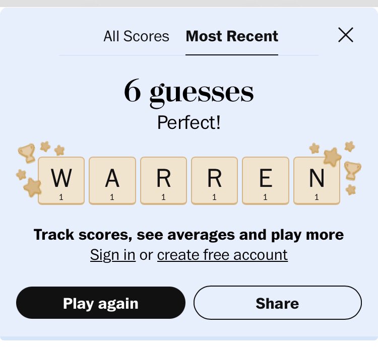 CafeWaterStreet's tweet photo. If you play @washingtonpost word games, skip this post. *spoilers ahead * This is too good not to share! Today’s Keyword is…. Warren! #discoverwarren https://t.co/l8KvGcIU96