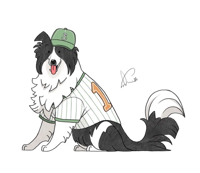 #2023年自分が選ぶ今年の4枚 1. 浜辺美波さんの愛犬ぽぷちゃんを描かせて貰えました  2. 自分のウェルカムボードを描く時が来た  3. sumika横浜スタジアム専用いろは  4. sumika新グッズで初めて歩き出したいろは