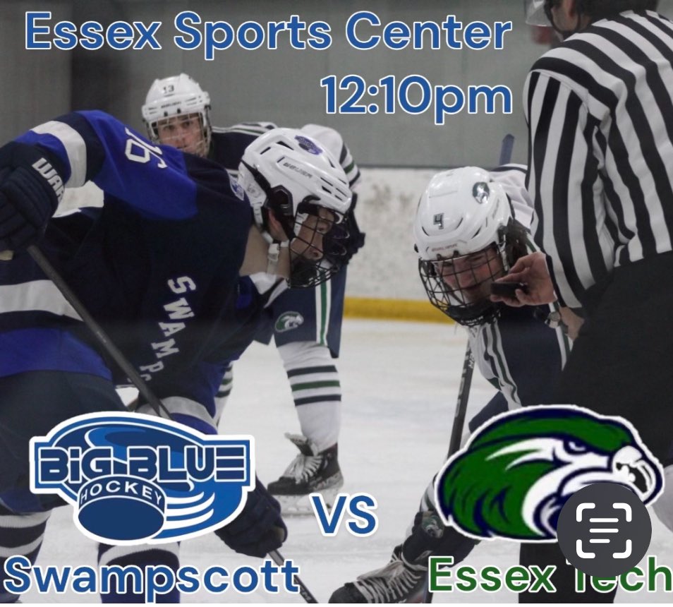 bigbluehockey_'s tweet photo. 🚨GAME DAY🚨
Swampscott on the road as they face off against a strong Essex Tech team, puck drop 12:10 pm at Essex Sports Center #GoBigBlue https://t.co/8NAKrFCa7K