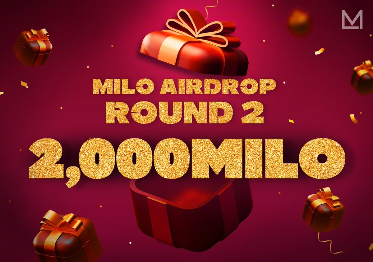 Join MILO_Coins Airdrop Round 2

You’ll receive 100 $MILO (20 Winner)💥

🎯 Rules:

🔻 Follow: <a href="/milo_web3_corp/">milo_official</a> <a href="/mukkebi_project/">Mukkebi_project</a>

🔻 RT + 3 Friends

🔻Join discord.com/invite/ejGjy3F…

Drop your wallet Address (Milo Wallet) &amp; Discord ID

End time: 72 hours ⏰

#Polygon #Giveaway