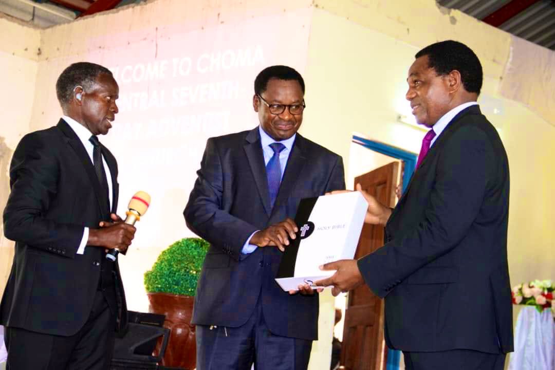 HHichilema's tweet photo. So good to attend our last Sabbath worship service of 2023, at #Choma Central #SDA Church this morning. 
We feel blessed to end this year uplifted &amp; filled with His blessings. 🕊️ https://t.co/VT3kLKdatH