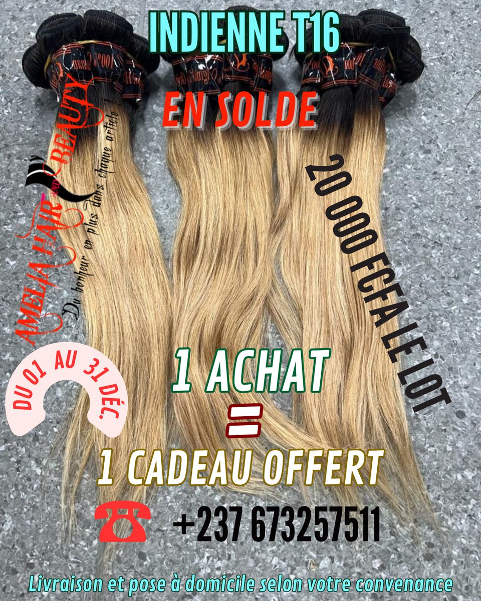 ASGroup2000's tweet photo. #AmeliaHairAndBeauty reste à vos côtés pour vous sublimer, surtout en cette fin d'année !
Bénéficiez maintenant de cette #mèche #indienne taille 16 actuellement en solde, à 20 000 FCFA le lot !
N'OUBLIEZ PAS, JUSQU'AU 31 DÉCEMBRE 2023, 1 ACHAT = 1 CADEAU OFFERT !
📞+237 673257511 https://t.co/AtjYDPZeLn