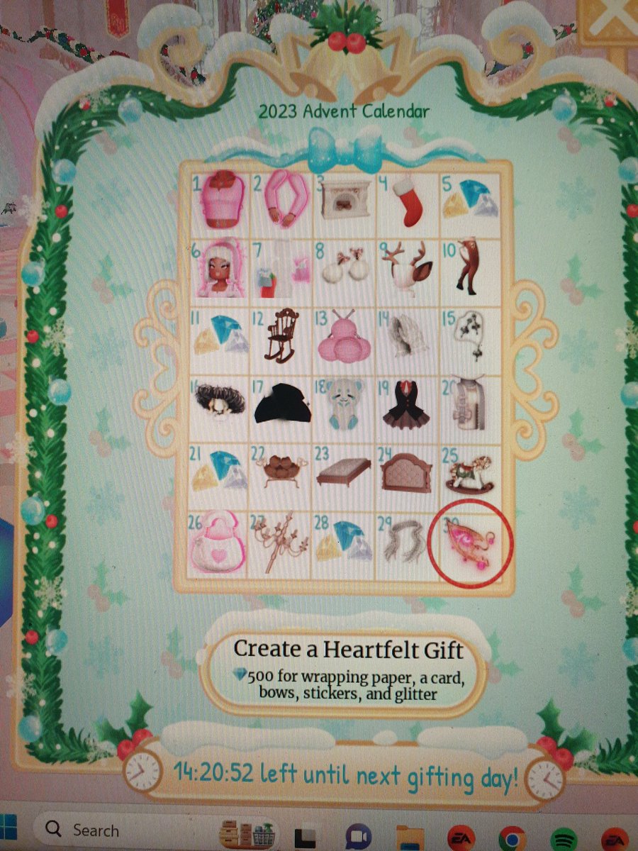 biltoft_jade's tweet photo. I'm asking one more time before the update goes away. Can you please fix my calender?? I received the gift for day 17, but it didn't register on the calender. Can someone please fix this so I can get the badge and the gift? Please. @nightbarbie #royalehigh #royalehighglitterfrost https://t.co/EPH1BFIuKX