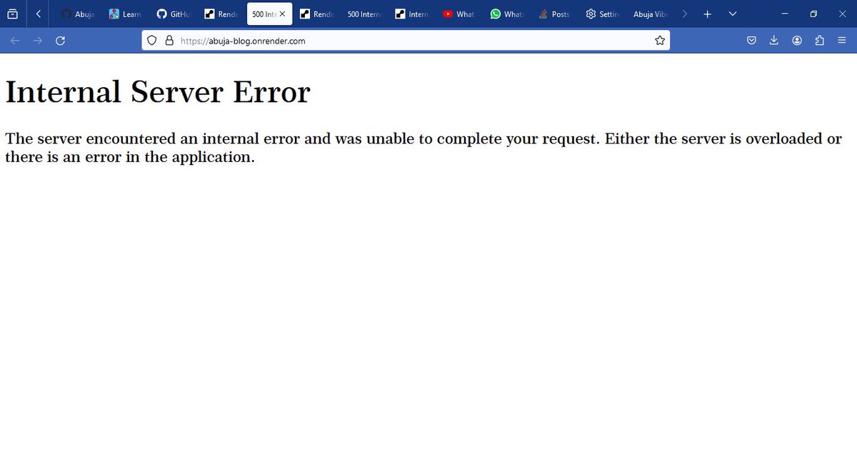 iamtexad's tweet photo. I encountered an internal error while trying to host a flask web application on Render. @WebDevCommunity I will appreciate a guide through. https://t.co/Jr7s9V9MAe
