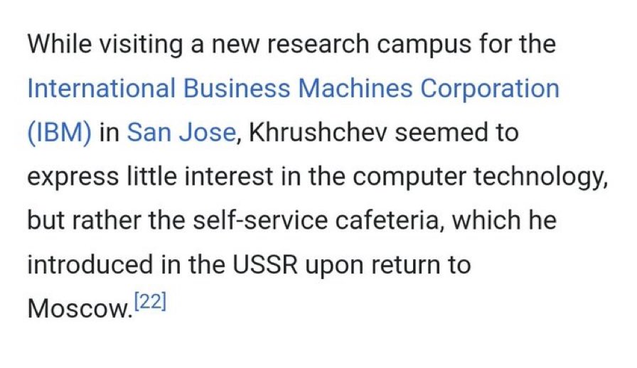 Alternate history where Krushchev gets lunch BEFORE his trip to IBM