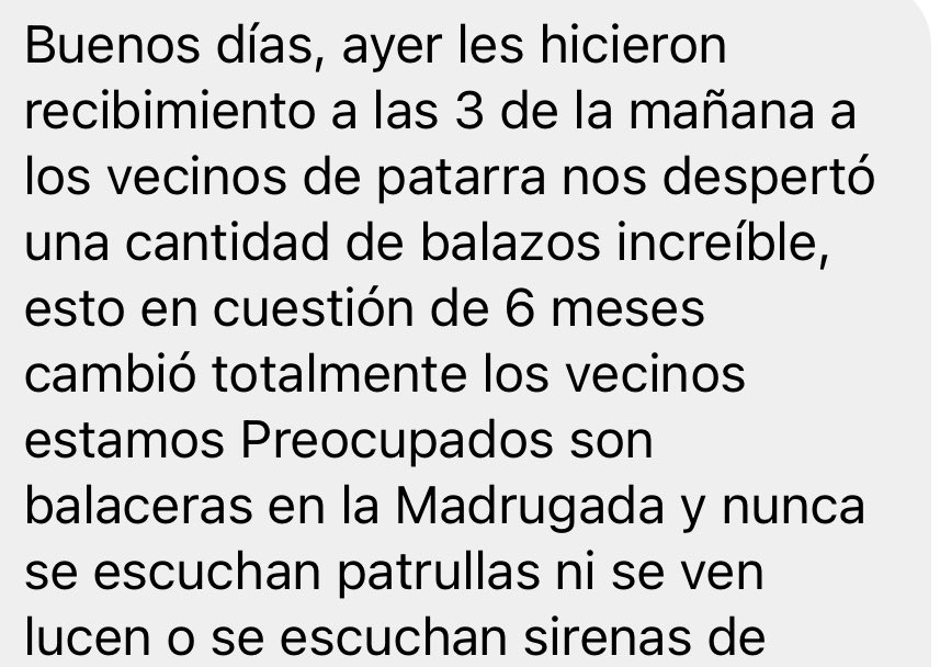 ConlatildeenlaA's tweet photo. Los vecinos de Linda Vista viven un toque de queda auto impuesto, porque después de las 9 pm los matan o les cobran peaje para transitar, pero ¿son armas de juguete? Les estos mensajes anónimos y nos daremos cuenta de la gravedad de la situación. Me imagino que el juez ni sabe. https://t.co/qT9tp6spO7