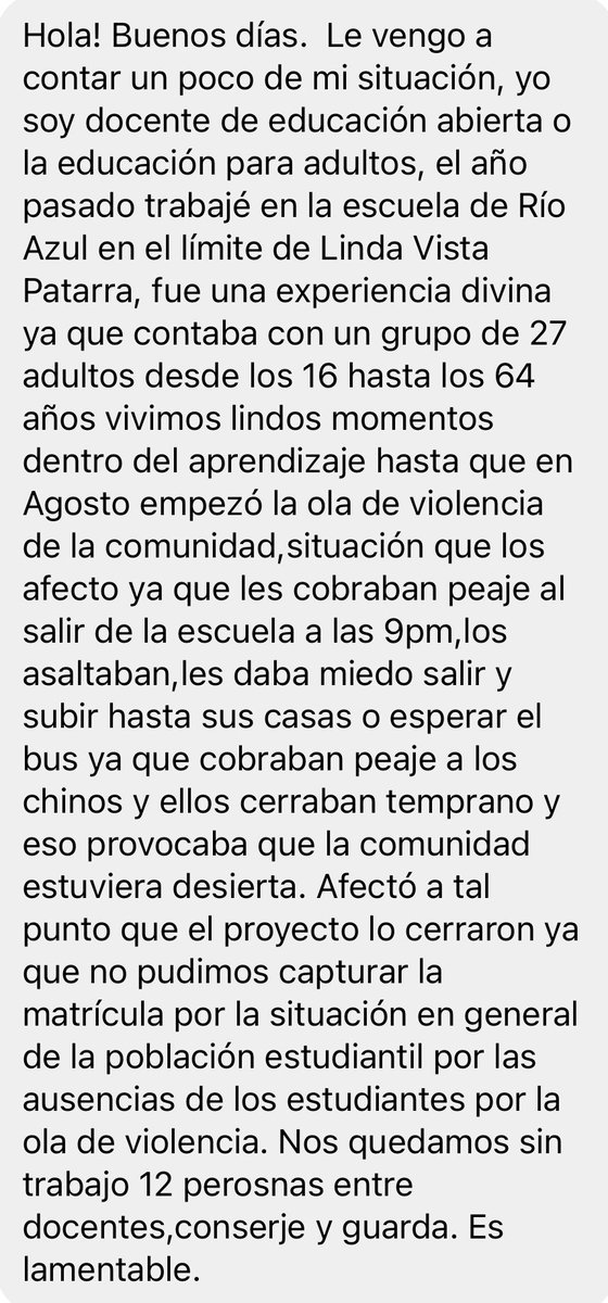 ConlatildeenlaA's tweet photo. Los vecinos de Linda Vista viven un toque de queda auto impuesto, porque después de las 9 pm los matan o les cobran peaje para transitar, pero ¿son armas de juguete? Les estos mensajes anónimos y nos daremos cuenta de la gravedad de la situación. Me imagino que el juez ni sabe. https://t.co/qT9tp6spO7