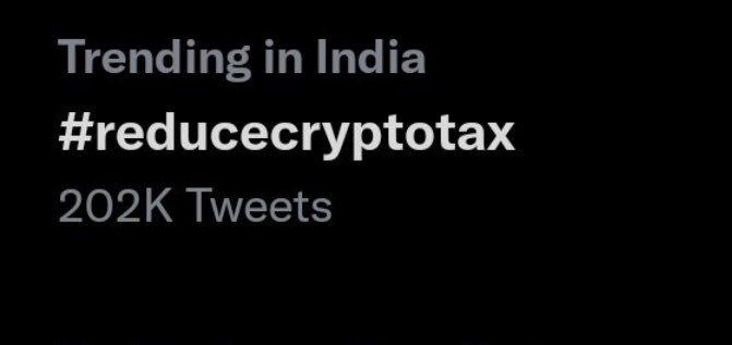 Trending in India #reducecryptotax 

Tag media channels/influencers and ask them to cover this topic 

#reducecryptotax