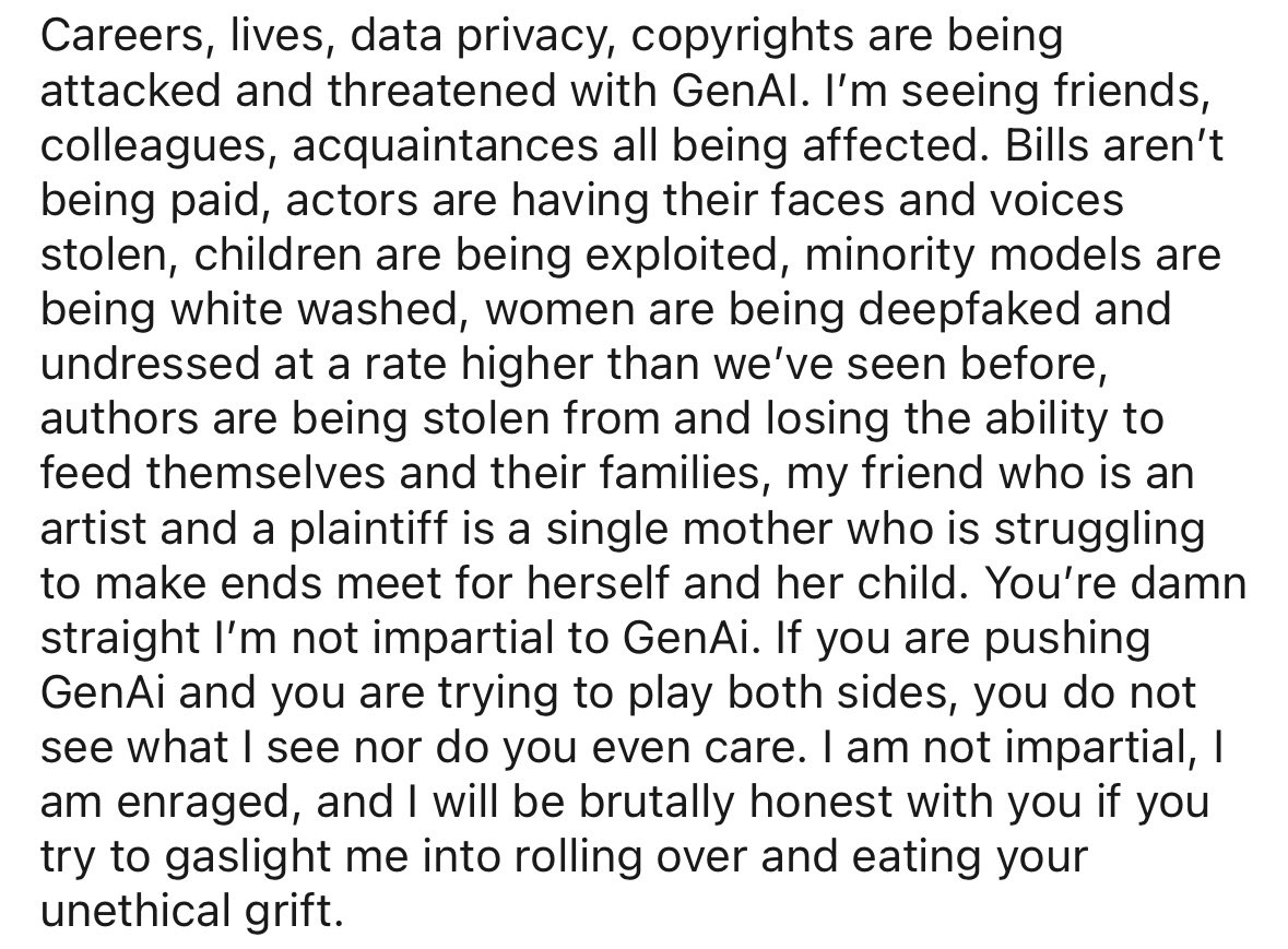 JonLamArt's tweet photo. People are hurting, friends are struggling for work. It’s not just a passion, it’s the ability to put food on the table and support your family. I moved and uprooted my wife’s and my life to be here. 

I was told to be polite on LinkedIn. No, Fuck You. 

#CreateDontScrape https://t.co/tu9krFO4Aj
