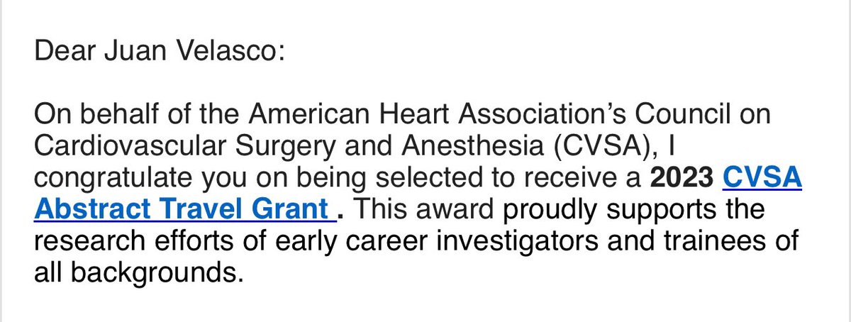 Juan J. Velasco, MD (@juanjvelasco) on Twitter photo Honored and grateful to have received a travel award from the American Heart Association for the project titled 'Machine Learning-Based Prediction of Type A Aortic Dissection.'
<a href="/American_Heart/">American Heart Association</a> <a href="/YaleCardiology/">Yale Cardiology</a> <a href="/YaleCardiacSurg/">Yale Cardiac Surgery</a> Honored and grateful to have received a travel award from the American Heart Association for the project titled 'Machine Learning-Based Prediction of Type A Aortic Dissection.'
<a href="/American_Heart/">American Heart Association</a> <a href="/YaleCardiology/">Yale Cardiology</a> <a href="/YaleCardiacSurg/">Yale Cardiac Surgery</a>