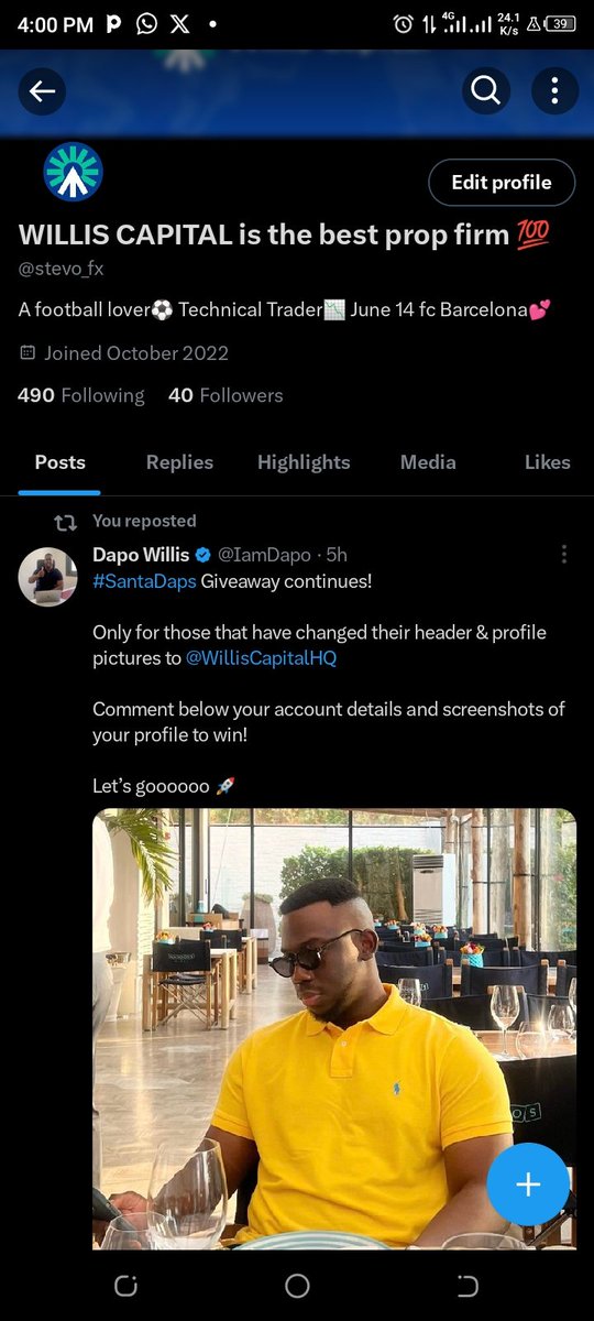 stevo_fx's tweet photo. @IamDapo @WillisCapitalHQ Best prop firm Willis to the world
#santadaps
Fcmb bank
1004250056 https://t.co/VZngssv7xt