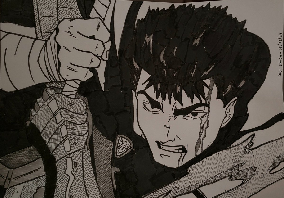 meninodave's tweet photo. @Sazchaix Meu ultimo desenho foi esse aqui do Guts enquanto eu maratonava o Berserk de 1997 na Netflix https://t.co/ITaBuqMP7D