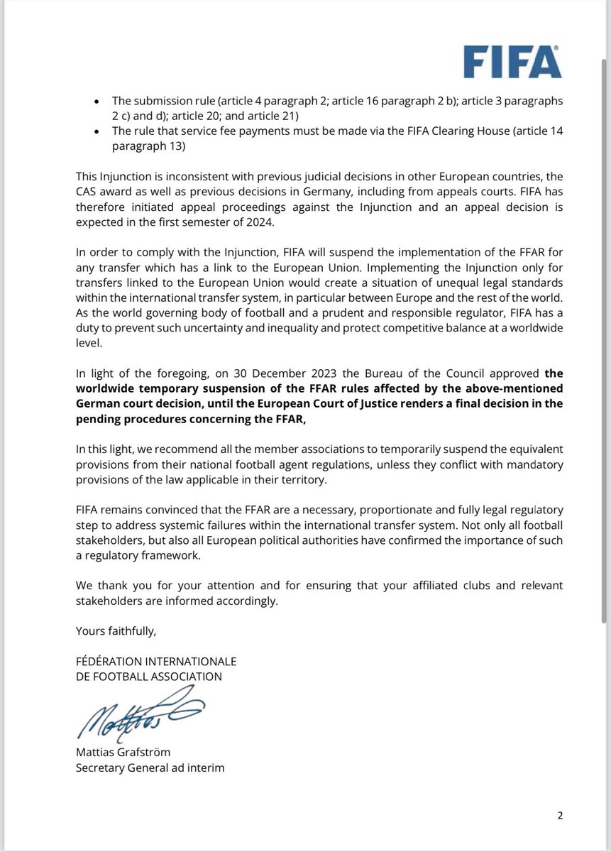 jebetanabe's tweet photo. FIFA temporarily worldwide suspends the regulations governing.
FIFAが新エージェント規則の世界的な一時停止措置を発表しました。
#jfa
#jleague
#agent
#ffar
#nfar https://t.co/Mvq4SVP3PU