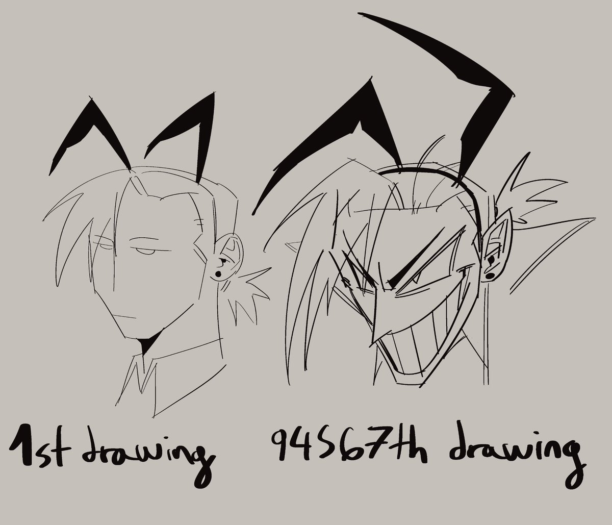 cat_sandbox's tweet photo. My oc’s features go crazier the more i draw them https://t.co/xUPCzc0B9x