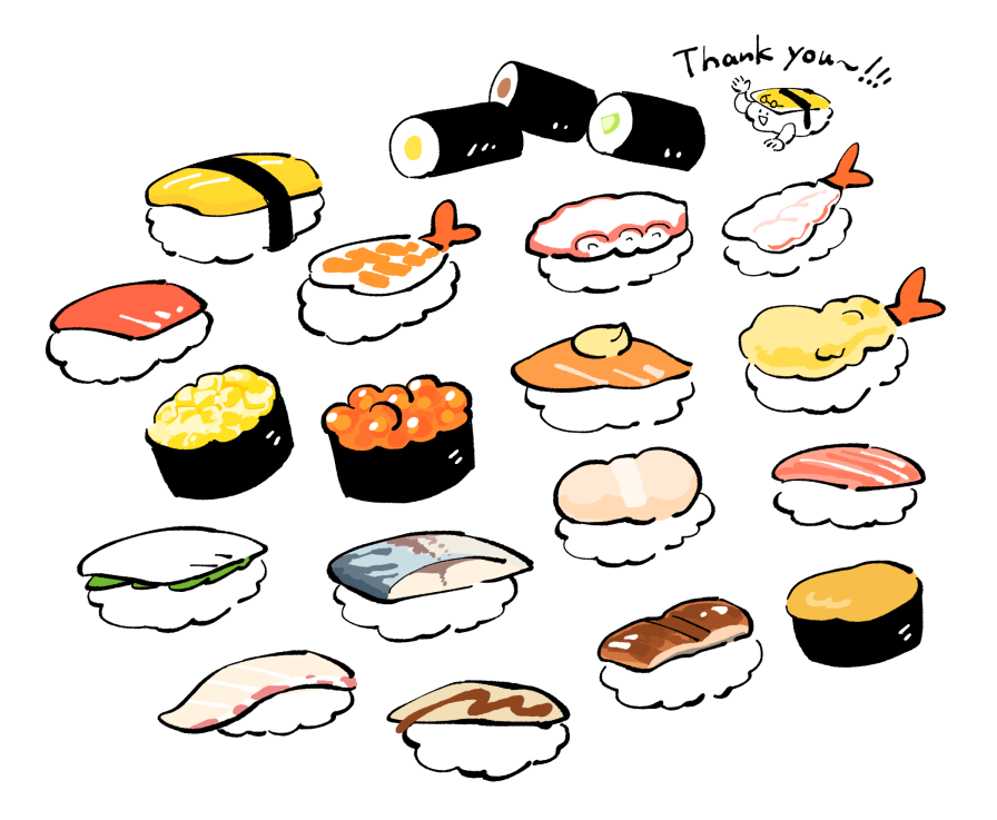 「いいねしてくれた人に寿司握りました!ありがとうございました!! 」|おぐり💤早寝のイラスト