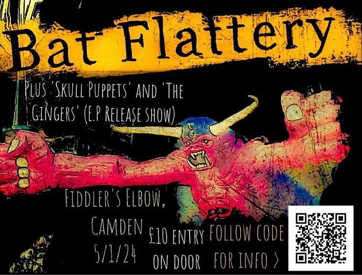5.1.24 <a href="/FiddlersCamden/">The Fiddlers Elbow</a> with Skull Puppets and The Gingers, head on down!