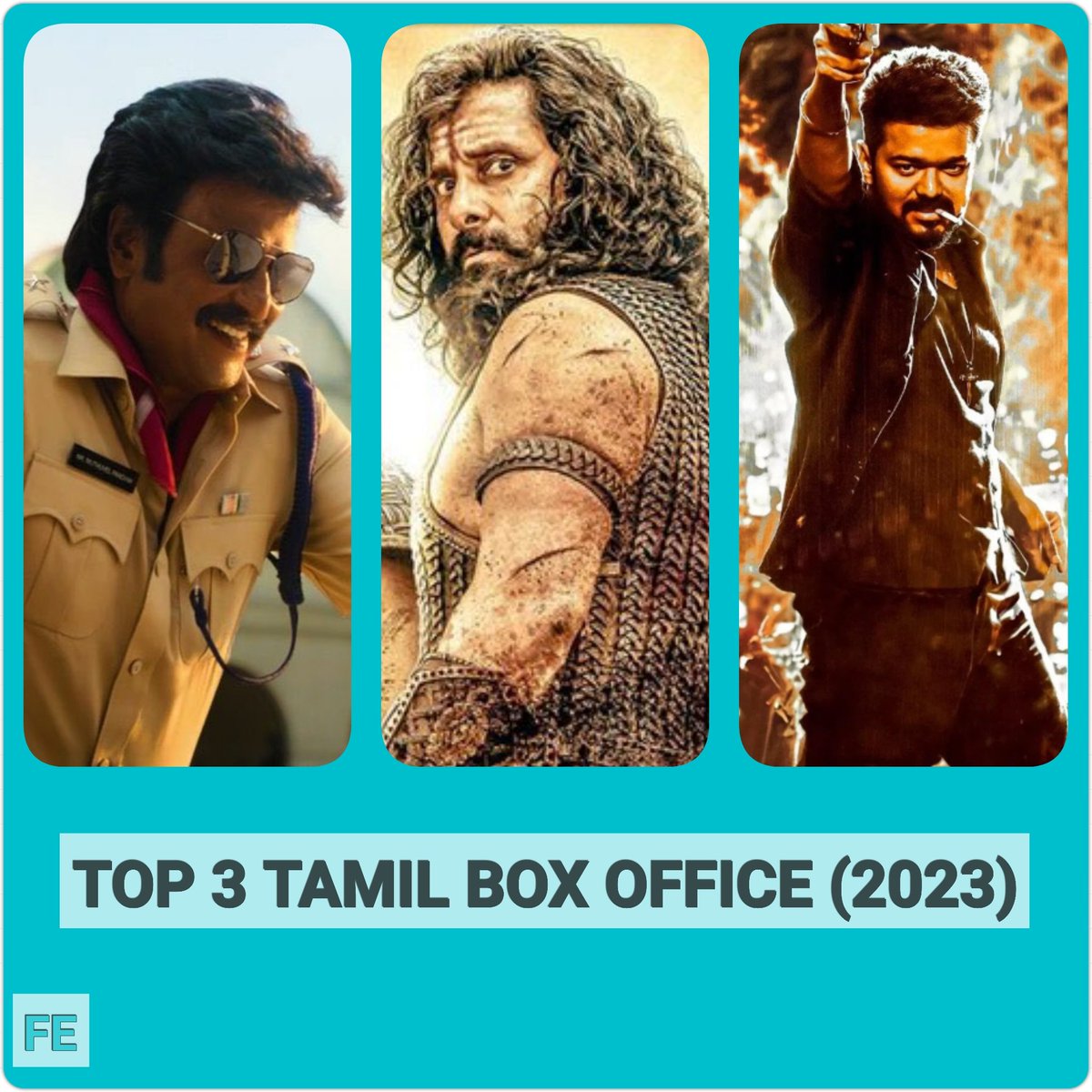 Fansxpress's tweet photo. #FansExpress : Top 3 TN Box Office (2023) 

#Jailer #PonniyinSelvan2 #Leo 

@rajinikanth @chiyaan @actorvijay

#Rajinikanth #ChiyaanVikram #ThalapathyVijay https://t.co/W8uXFTKKBm