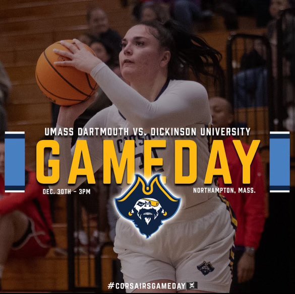 GAME DAY! We’re back in action at the Smith Holiday Classic at 3pm. 🏴‍☠️⛹🏻‍♀️🔵🟡 #rollsairs #d3hoops <a href="/UMassDAthletics/">UMassD Athletics</a>