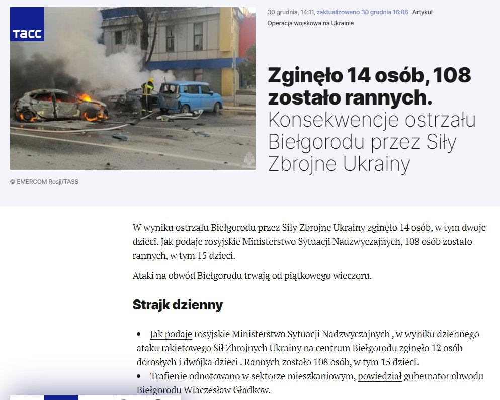 MajorZbik's tweet photo. Aktualizacja. Liczba ofiar ostrzału centrum Biełgorodu wzrosła do 14 osób, w tym dwójka dzieci, a 108 odniosło rany. 

Jeśli by to był atak Rosjan na centrum miasta, to byłby skowyt, że Rosja jest państwem terrorystycznym. Jakim państwem jest Ukraina? https://t.co/3HSSsOlfT9