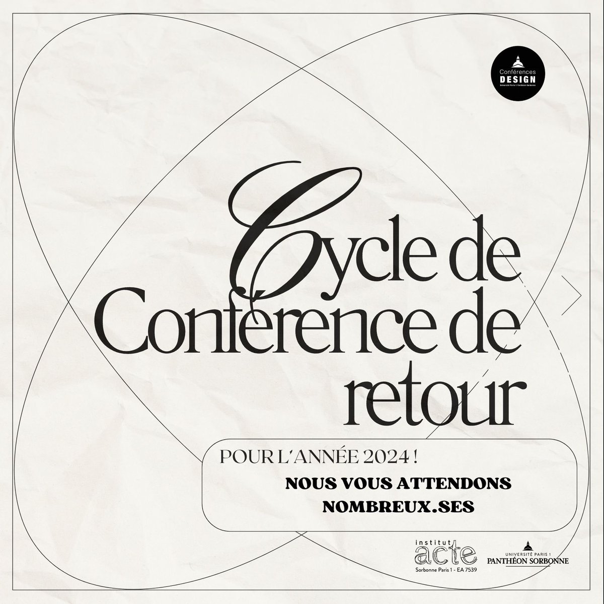 Bonjour à tou.tes ! 
Le cycle de conférences de design, arts et médias est de retour pour 2024. 📝