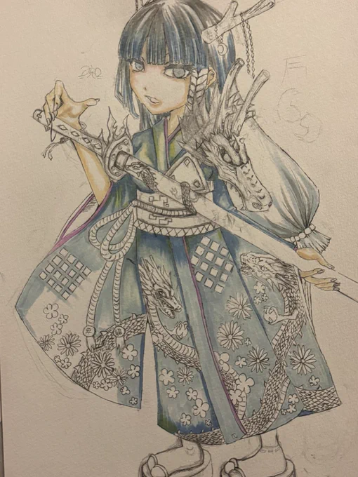 久々に色塗りしてます_φ(・_・  #お絵描き