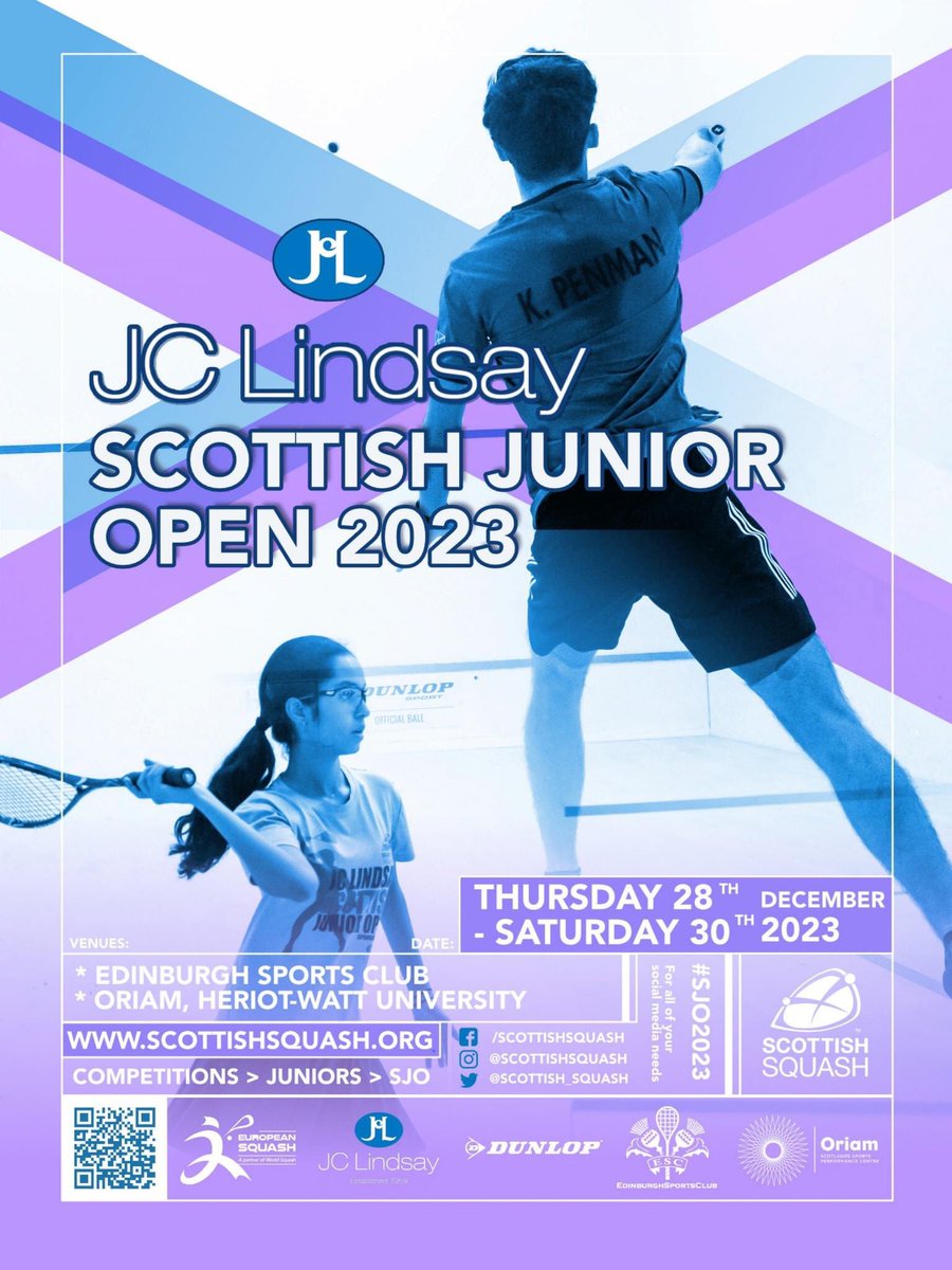 Scottish_Squash's tweet photo. A huge thanks to JC Lindsay for supporting the Scottish Junior Open for the 6th year in a row.
Lots of smiles, fun and great squash made possible with their support.
And, weโre delighted to announce they will sponsor the tournament again in 2024!
#SJO23 https://t.co/JeFHdbS3MO