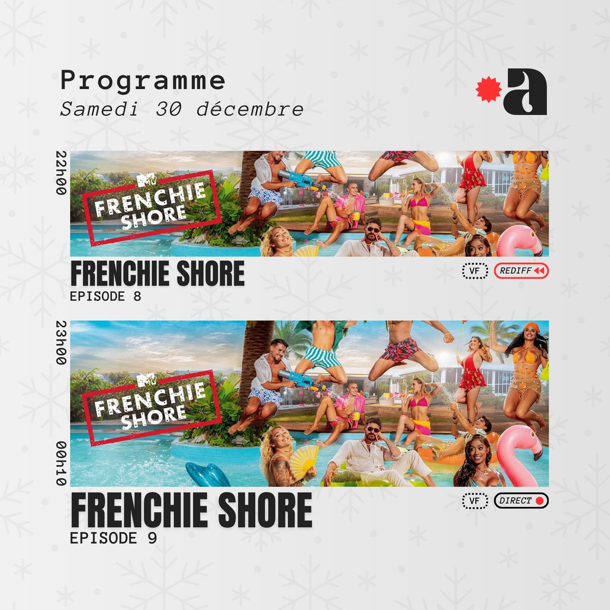 DiscordAppart's tweet photo. Ce soir sur notre stream ApparTV :
22h00 — [Rediff] Frenchie Shore ep. 8
23h00 — Frenchie Shore ep. 9
Rdv. sur le salon Caféteria à partir de 22h ! https://t.co/62SvwoH2E1