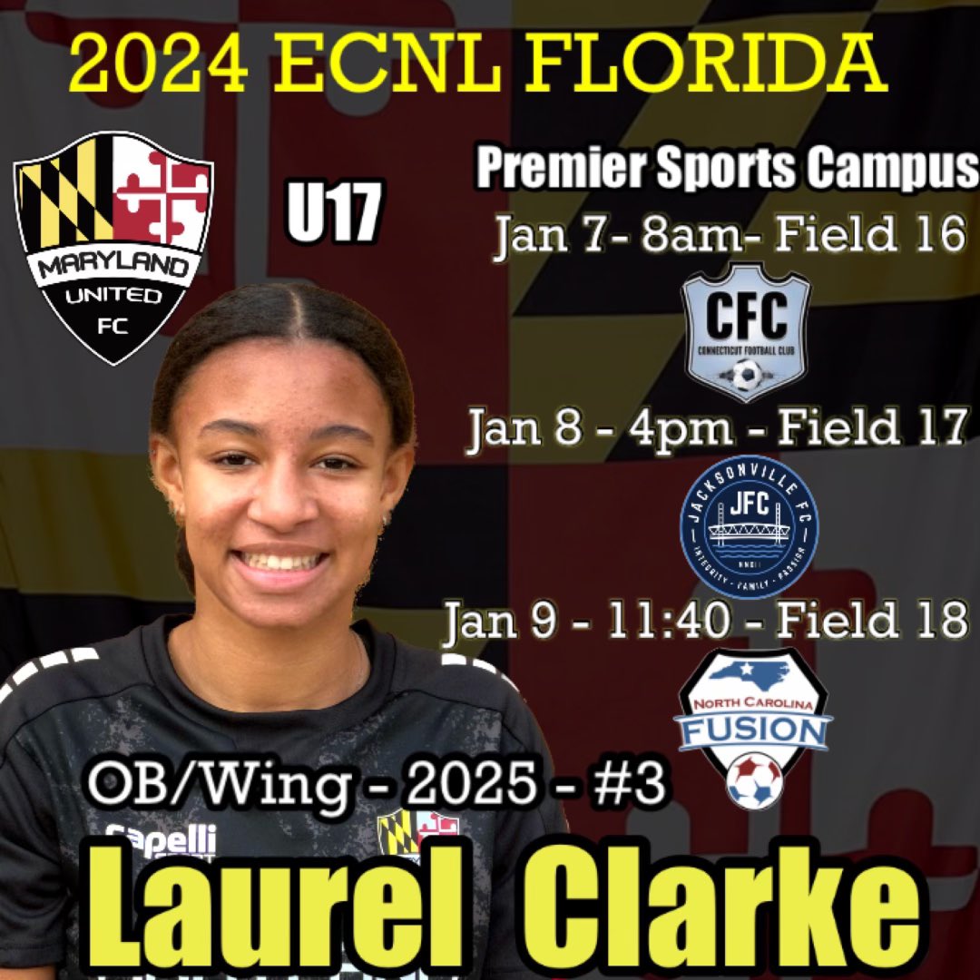 One week until the ECNL Florida Showcase.  We have 3 competitive matches scheduled, and we are ready!Please come and check out <a href="/Maryland_United/">Maryland United FC</a>. 

<a href="/PrepSoccer/">Prep Soccer ⚽️</a> <a href="/ImCollegeSoccer/">College Soccer Truth ™</a> <a href="/ImYouthSoccer/">ECNL/GA/Recruiting/College Soccer</a> <a href="/TopDrawerSoccer/">TopDrawerSoccer</a> <a href="/TheSoccerWire/">SoccerWire</a> @SoccerMomInt