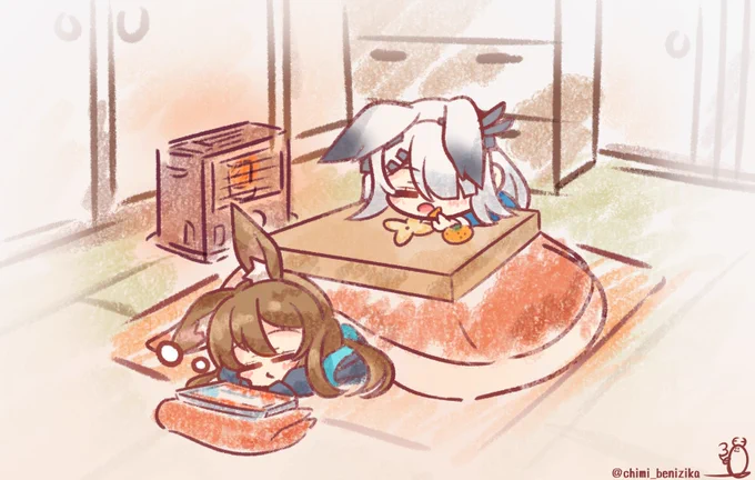 「もうじき私たちの年も終わるなぁ……」 「そうですねぇ……」 #アークナイツ