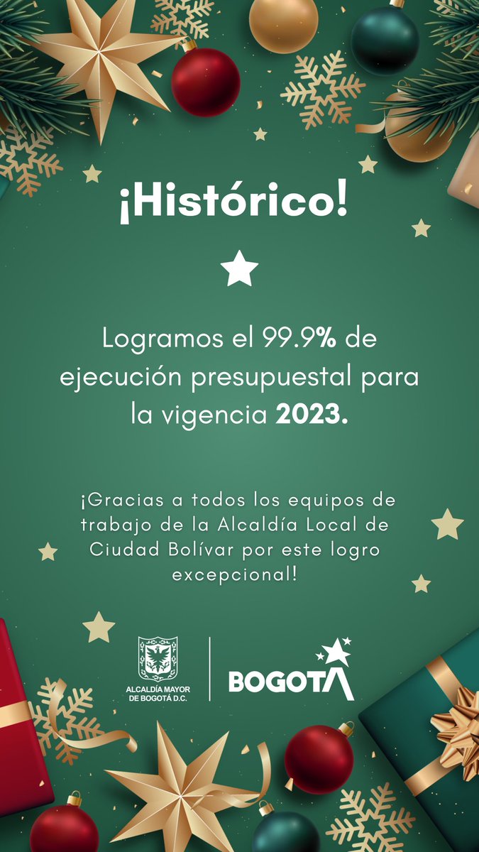 ALCBolivar's tweet photo. ¡Le cumplimos a Ciudad Bolívar! 💪🏻

Logramos el 99.9% de ejecución presupuestal para la vigencia 2023. 

Esto lo logramos gracias a la administración de nuestra alcaldesa 👏🏻local, @TatianaPinerosL y su equipo de trabajo quienes trabajan para alcanzar las metas 🥳. https://t.co/ihsQhZLo6w