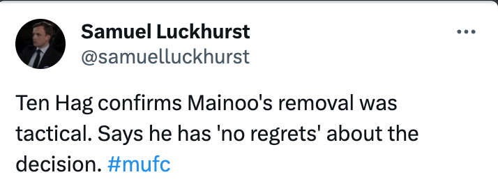 sampeoples_'s tweet image. Same quote on Mainoo/McTominay covered very differently.