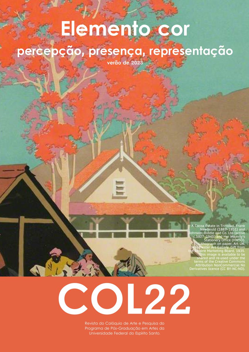 naopodtocar's tweet photo. NO AR

Revista do Colóquio, n. 22 (2023): Elemento cor: percepção, presença, representação. Disponível em: <https://t.co/eJrnRpGQdz> https://t.co/xV57sGJWa5