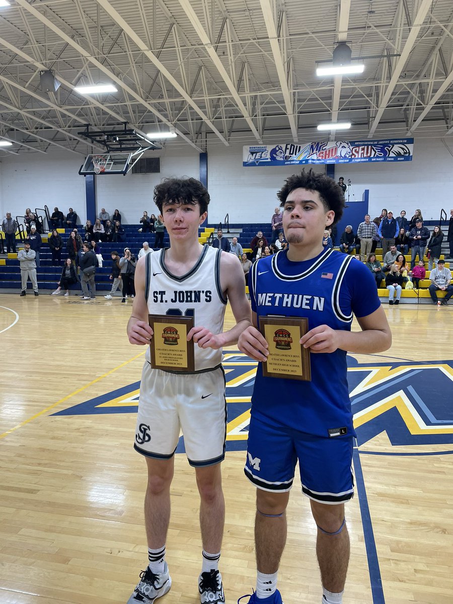 Coaches award Winners. SJP Quinn Gregoire and Methuen Nate Clemente