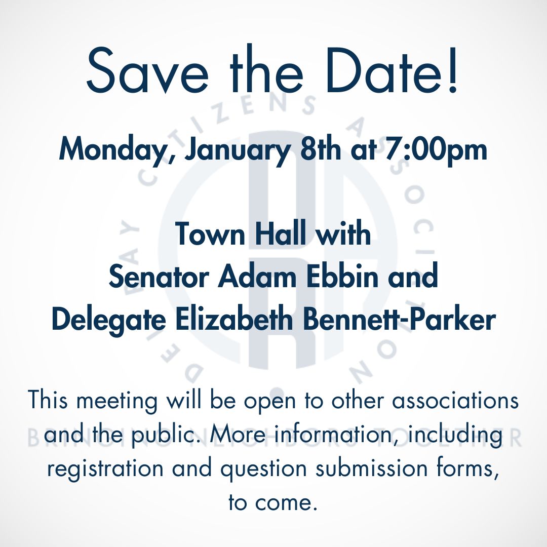 Save the Date!

Monday, January 8th a 7:00pm we are excited to host Senator Adam Ebbin and Delegate Elizabeth Bennett-Parker for a virtual town hall to discuss the arena proposal. 

More information to come!