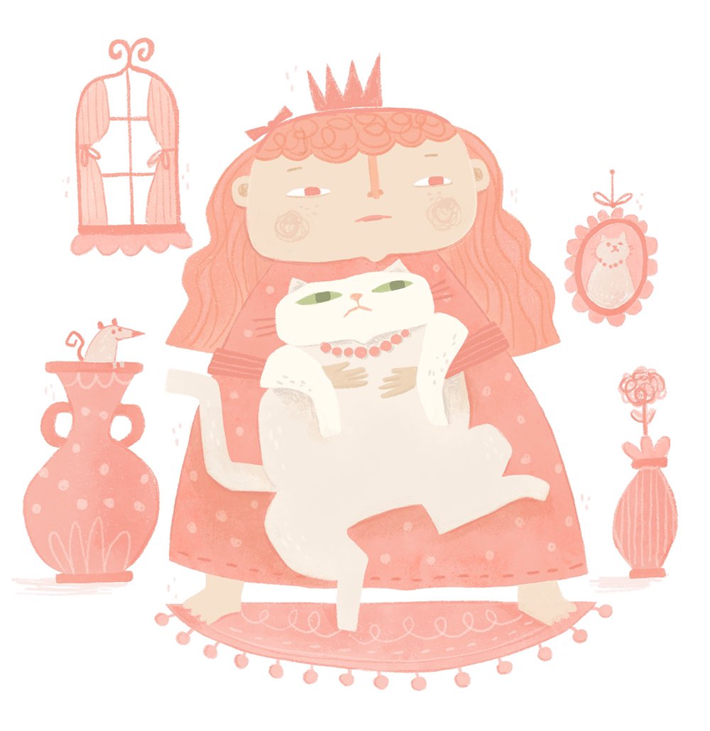 Princess Tilda and Telemachus Something pink! #illustration #illustrator #kidlit #childrensillustration #princess #cat Repped by @KTerrette @WorkbookArt @DirIllustration