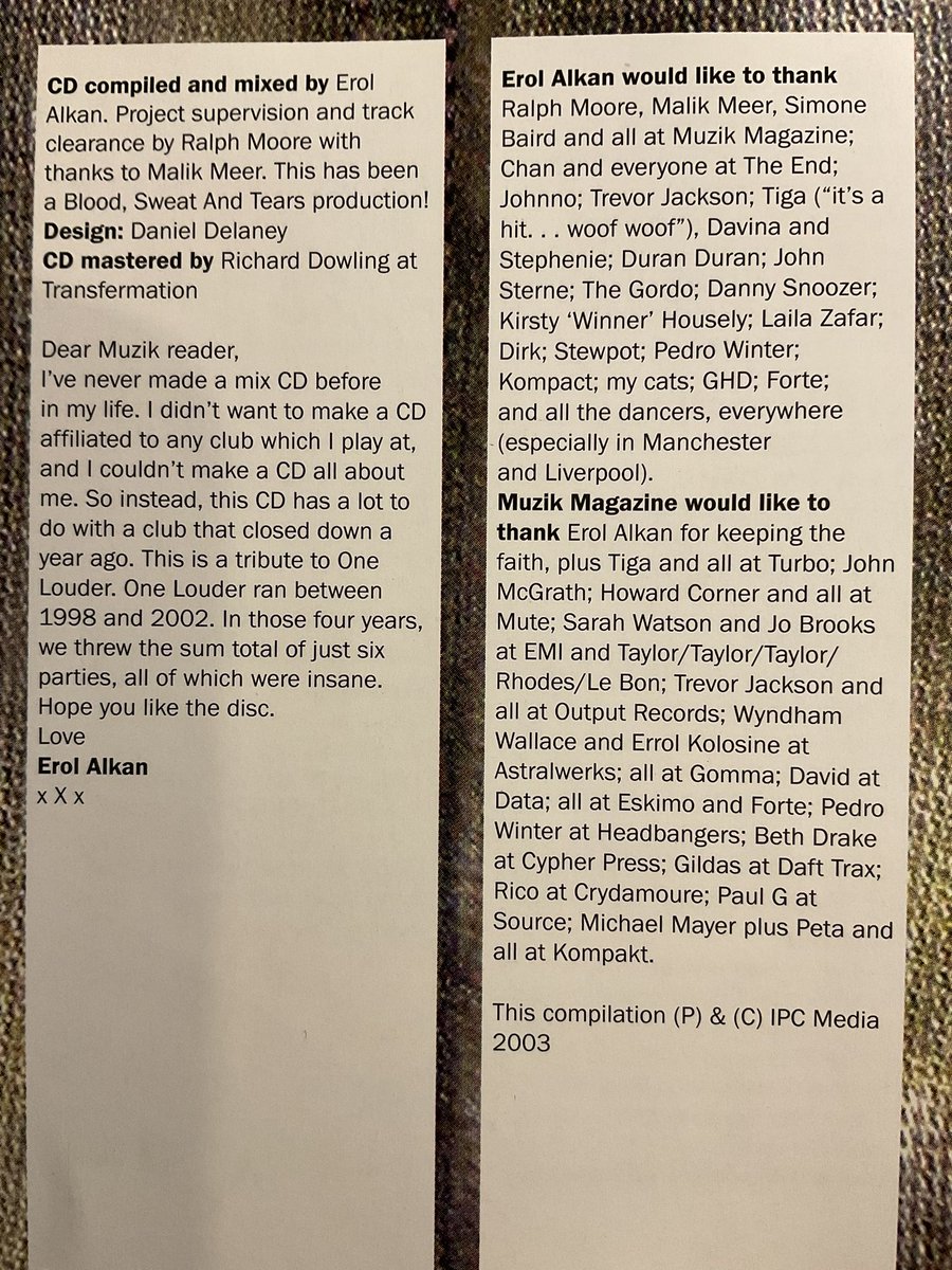 MrBitterwitter's tweet photo. Of late I’ve been digging out old compilations to listen to.
Like this, 20 years ago @erolalkan released his first mix cd via Muzik (RIP) mag. Good selection.
1/
#OldComps https://t.co/HDHh5gL45n
