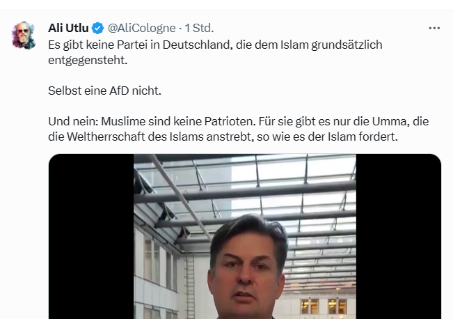 KreuzAcht's tweet photo. Der Streit in der radikalen Rechten um das Verhältnis zum Islam (weniger pauschal geht's bei denen nicht) geht weiter.
Ali Utlu greift in mehreren Tweets* Maximilian Krah an, der sich positiv auf den konservativen Islam und Erdogan bezieht. #AfD https://t.co/iRJOMjnXKD